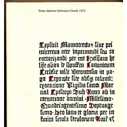 Erster datierter Schweizer Druck 1470 - Verein Schloss Beromünster 1970