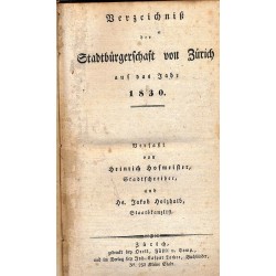 Stadtbürgerschaft von Zürich auf das Jahr 1830