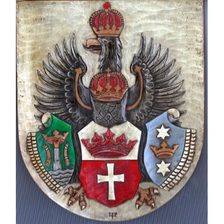 Wappenteller Stadt Königsberg in Holz geschnitzt