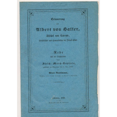 Erinnerun Albert von Haller, Bischof von Carran, Weihbischof und Generalvikar der Diözese Chur