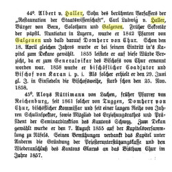 Erinnerun Albert von Haller, Bischof von Carran, Weihbischof und Generalvikar der Diözese Chur