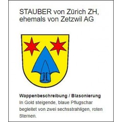 Wappenscheibe STAUBER von Zürich, bleiverglast