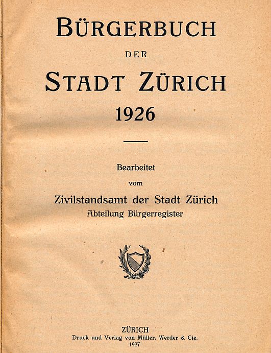 Bürgerbuch der Stadt Zürich 1926 – Bild 2