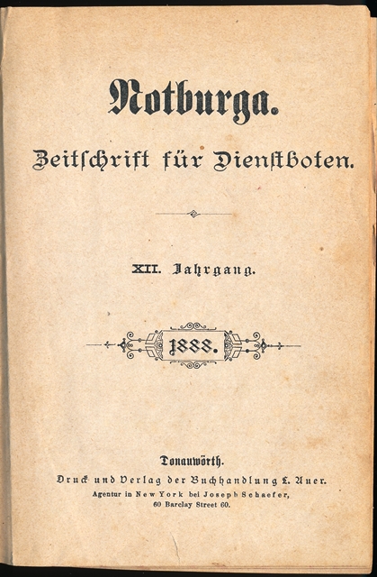 Notburga - Zeitschrift für Diensboten, Jahrgänge 1888/1889, Halbleinen gebunden