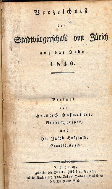 Stadtbürgerschaft von Zürich auf das Jahr 1830 – Bild 2