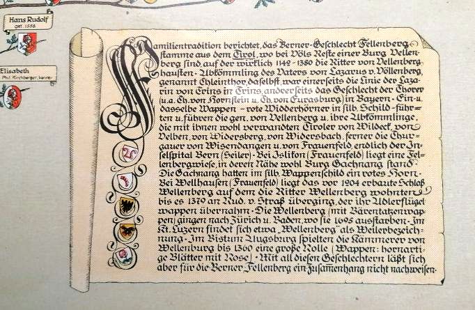 Stammbaumdruck der "von Fellenberg", Bürger von Bern – Bild 2
