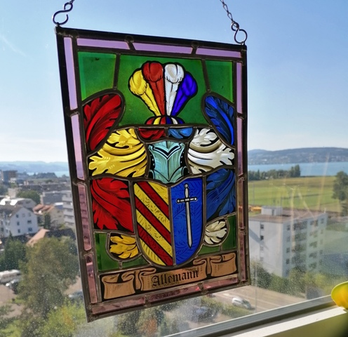 Wappenscheibe bleiverglast der ALLEMANN von Solothurn, ehemals von Welschenrohr SO – Bild 2
