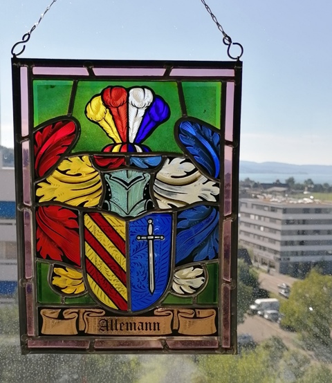 Wappenscheibe bleiverglast der ALLEMANN von Solothurn, ehemals von Welschenrohr SO