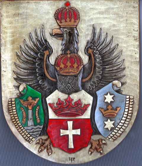 Wappenteller Stadt Königsberg in Holz geschnitzt